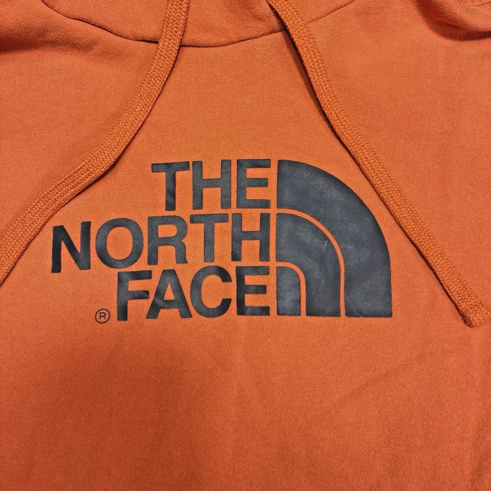 The North Face Hoodie Mens Large Orange Full Zip Logo Hooded Sweatshirt Cotton